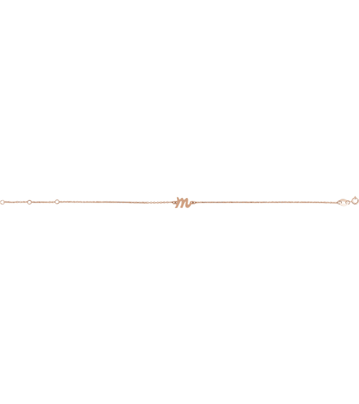 Brc957 Bracelet 14K Rose Initial M 6 12-7 12 In Polished Initial Bracelet