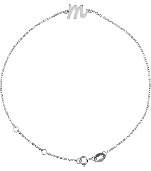 Brc957 Bracelet Sterling Silver Initial M 6 12-7 12 In Polished Initial Bracelet