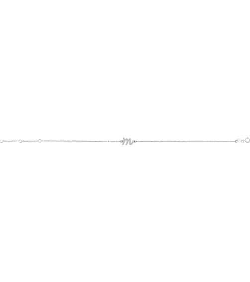 Brc957 Bracelet Sterling Silver Initial M 6 12-7 12 In Polished Initial Bracelet