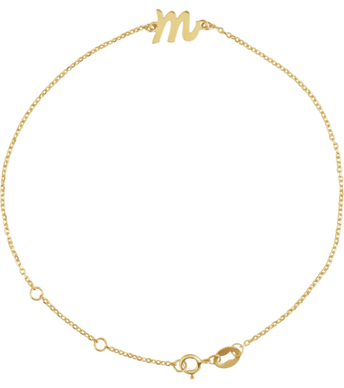 Brc957 Bracelet 14K Yellow Initial M 6 12-7 12 In Polished Initial Bracelet