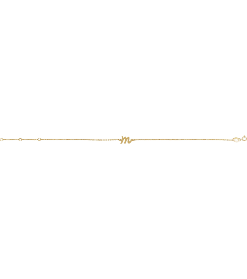 Brc957 Bracelet 14K Yellow Initial M 6 12-7 12 In Polished Initial Bracelet