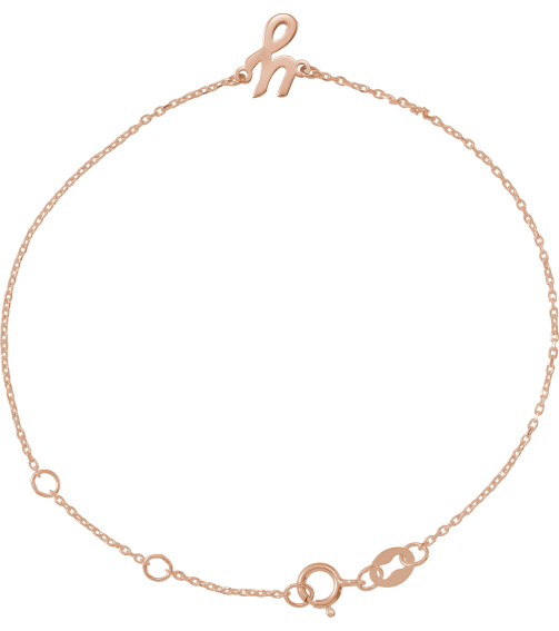 Brc957 Bracelet 14K Rose Initial Y 6 12-7 12 In Polished Initial Bracelet