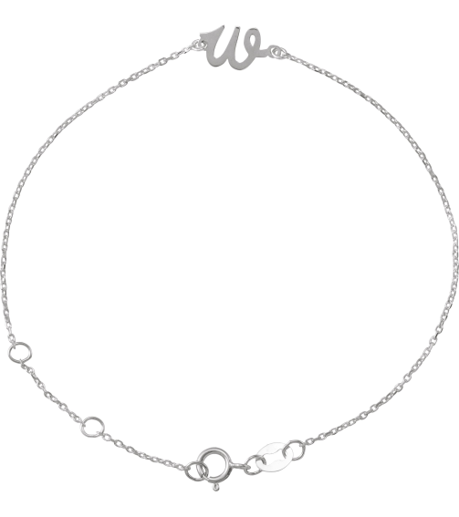 Brc957 Bracelet Sterling Silver Initial W 6 12-7 12 In Polished Initial Bracelet
