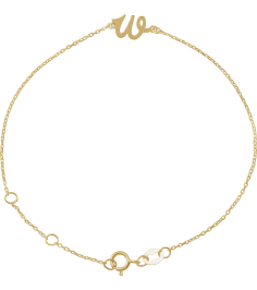 Brc957 Bracelet 14K Yellow Initial W 6 12-7 12 In Polished Initial Bracelet