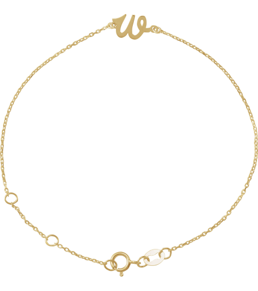 Brc957 Bracelet 14K Yellow Initial W 6 12-7 12 In Polished Initial Bracelet
