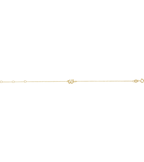 Brc957 Bracelet 14K Yellow Initial W 6 12-7 12 In Polished Initial Bracelet