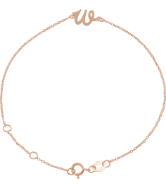 Brc957 Bracelet 14K Rose Initial W 6 12-7 12 In Polished Initial Bracelet