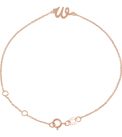 Brc957 Bracelet 14K Rose Initial W 6 12-7 12 In Polished Initial Bracelet