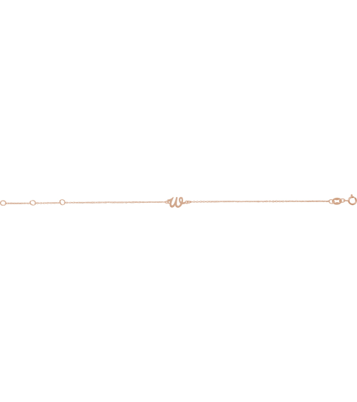 Brc957 Bracelet 14K Rose Initial W 6 12-7 12 In Polished Initial Bracelet