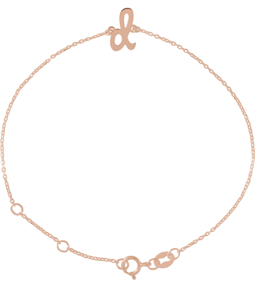 Brc957 Bracelet 14K Rose Initial D 6 12-7 12 In Polished Initial Bracelet