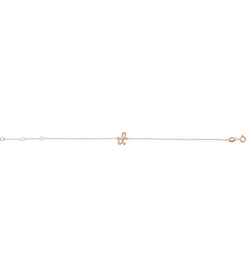 Brc957 Bracelet 14K Rose Initial D 6 12-7 12 In Polished Initial Bracelet