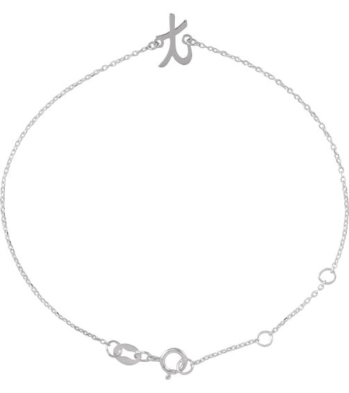 Brc957 Bracelet Sterling Silver Initial T 6 12-7 12 In Polished Initial Bracelet