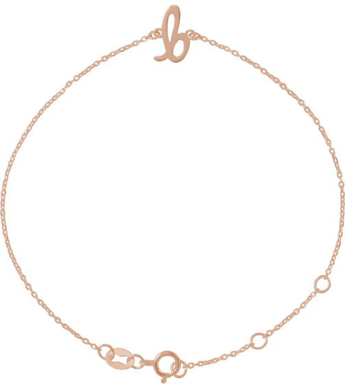 Brc957 Bracelet 14K Rose Initial B 6 12-7 12 In Polished Initial Bracelet