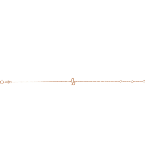 Brc957 Bracelet 14K Rose Initial B 6 12-7 12 In Polished Initial Bracelet