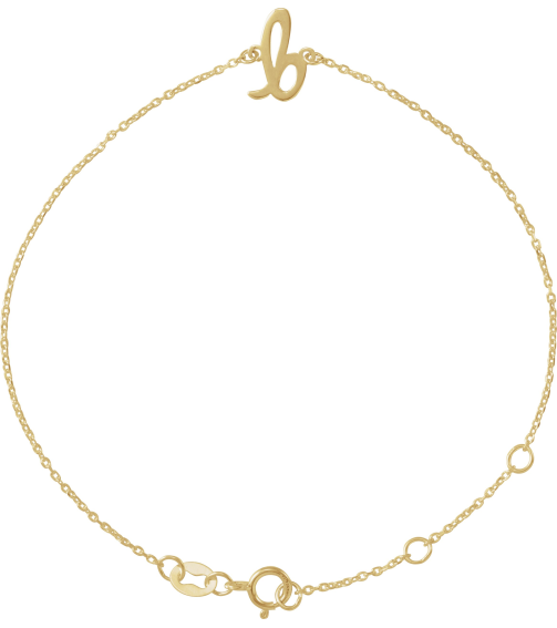 Brc957 Bracelet 14K Yellow Initial B 6 12-7 12 In Polished Initial Bracelet