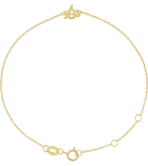 Brc957 Bracelet 14K Yellow Initial S 6 12-7 12 In Polished Initial Bracelet