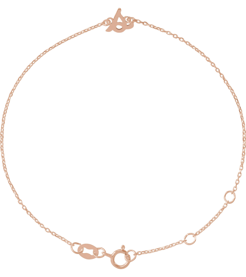 Brc957 Bracelet 14K Rose Initial S 6 12-7 12 In Polished Initial Bracelet