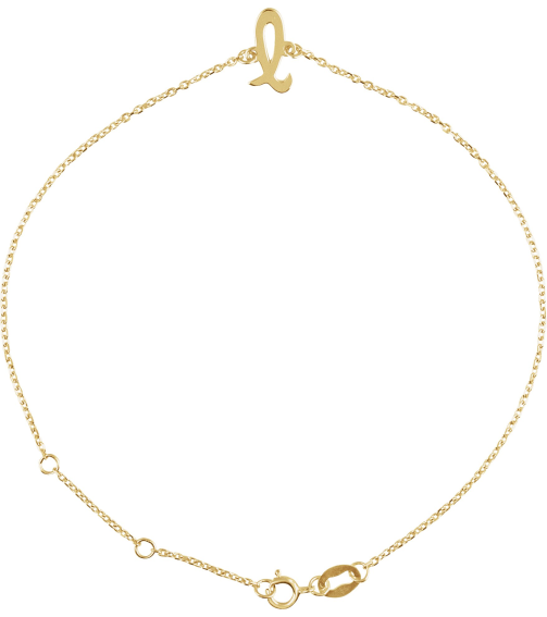 Brc957 Bracelet 14K Yellow Initial L 6 12-7 12 In Polished Initial Bracelet