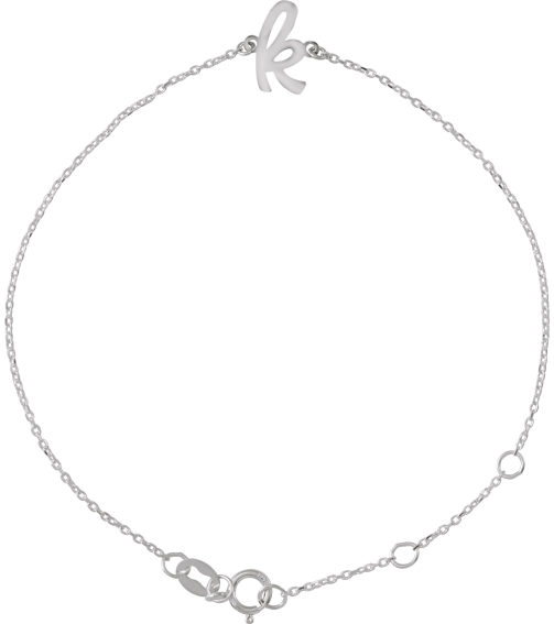Brc957 Bracelet 14K White Initial K 6 12-7 12 In Polished Initial Bracelet
