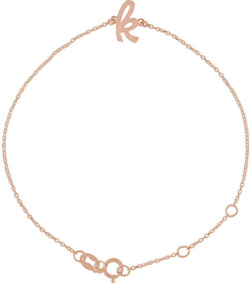 Brc957 Bracelet 14K Rose Initial K 6 12-7 12 In Polished Initial Bracelet