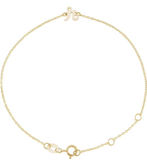 Brc957 Bracelet 14K Yellow Initial R 6 12-7 12 In Polished Initial Bracelet