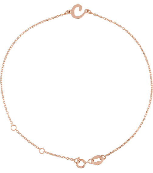 Brc957 Bracelet 14K Rose Initial C 6 12-7 12 In Polished Initial Bracelet