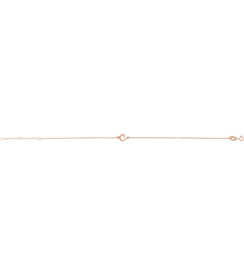 Brc957 Bracelet 14K Rose Initial C 6 12-7 12 In Polished Initial Bracelet