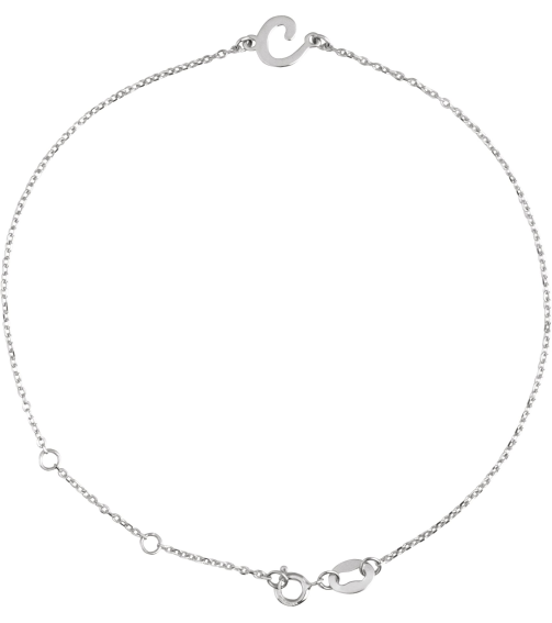 Brc957 Bracelet Sterling Silver Initial C 6 12-7 12 In Polished Initial Bracelet