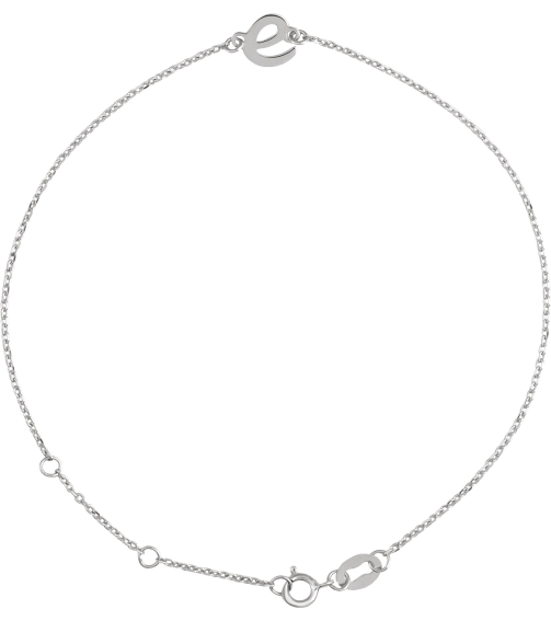 Brc957 Bracelet Sterling Silver Initial E 6 12-7 12 In Polished Initial Bracelet