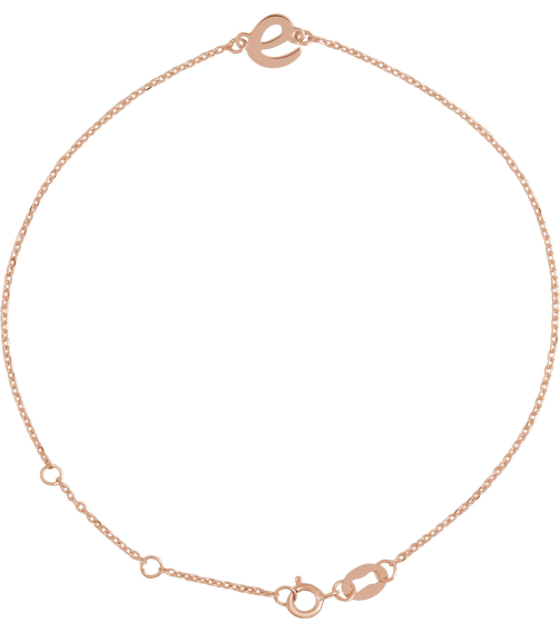 Brc957 Bracelet 14K Rose Initial E 6 12-7 12 In Polished Initial Bracelet