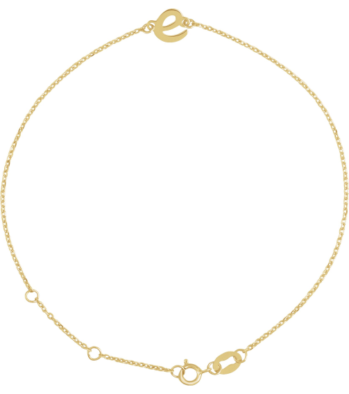 Brc957 Bracelet 14K Yellow Initial E 6 12-7 12 In Polished Initial Bracelet