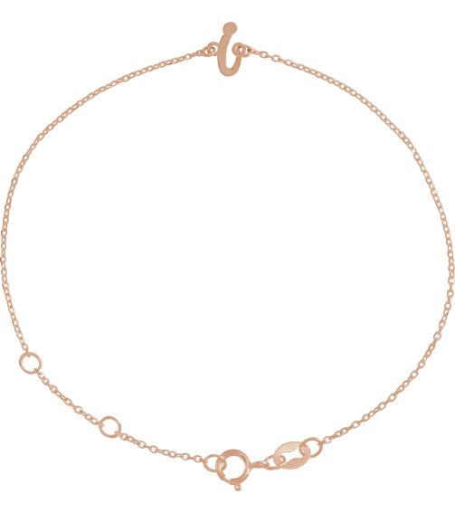 Brc957 Bracelet 14K Rose Initial I 6 12-7 12 In Polished Initial Bracelet