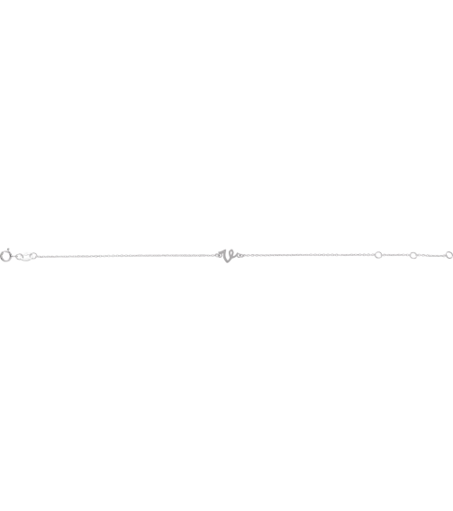 Brc957 Bracelet 14K White Initial V 6 12-7 12 In Polished Initial Bracelet
