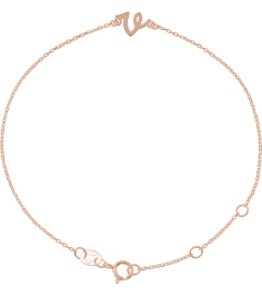 Brc957 Bracelet 14K Rose Initial V 6 12-7 12 In Polished Initial Bracelet