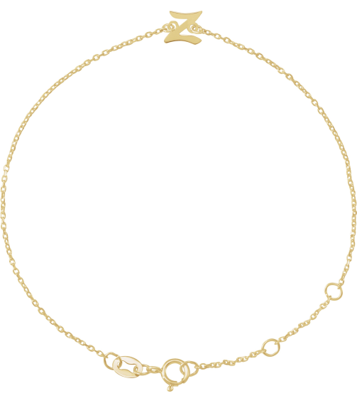 Brc957 Bracelet 14K Yellow Initial Z 6 12-7 12 In Polished Initial Bracelet