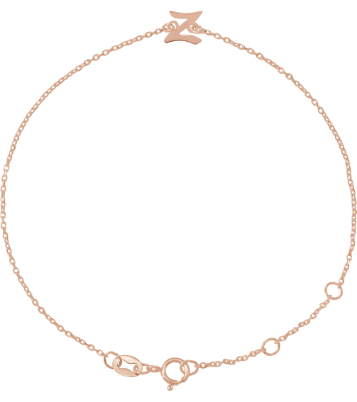 Brc957 Bracelet 14K Rose Initial Z 6 12-7 12 In Polished Initial Bracelet