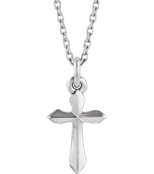 R41293 Necklace Sterling Silver 10 X 6 Mm 18 In Polished Cross Necklace