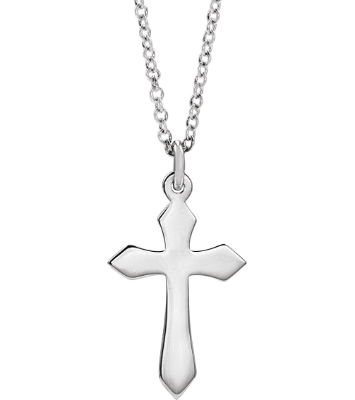 R41293 Necklace Sterling Silver 10 X 6 Mm 18 In Polished Cross Necklace