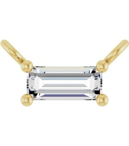 87521 Necklace Center Set 14K Yellow Straight Baguette Lab-Grown Diamond 4.5 X 2Mm 18 Ct Vs, Gh Polished 18 Ct Lab Grown Diamond 4-Prong Necklace Center