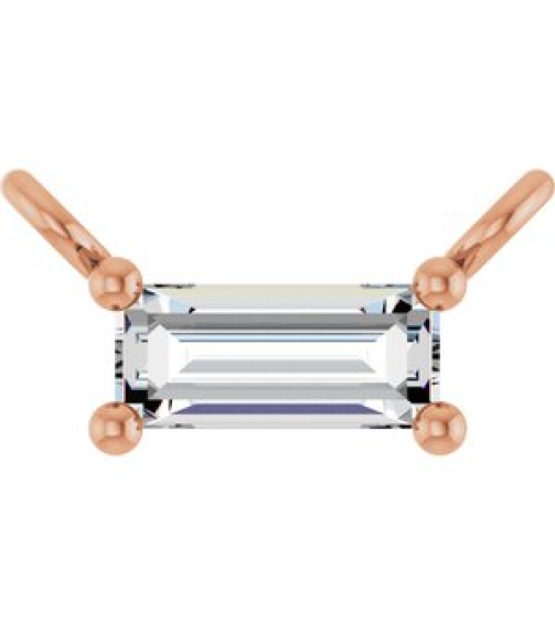 87521 Necklace Center Set 14K Rose Straight Baguette Lab-Grown Diamond 4.5 X 2Mm 18 Ct Vs, Gh Polished 18 Ct Lab Grown Diamond 4-Prong Necklace Center