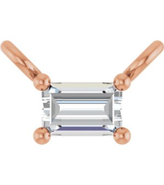 87521 Necklace Center Set 14K Rose Straight Baguette Lab-Grown Diamond 3 X 2Mm 0.08 Ct Vs, Gh Polished .08 Ct Lab Grown Diamond 4-Prong Necklace Center