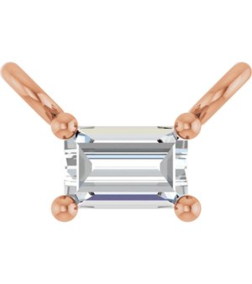 87521 Necklace Center Set 14K Rose Straight Baguette Lab-Grown Diamond 3 X 2Mm 0.08 Ct Vs, Gh Polished .08 Ct Lab Grown Diamond 4-Prong Necklace Center