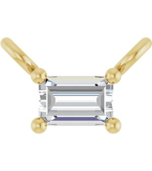 87521 Necklace Center Set 14K Yellow Straight Baguette Lab-Grown Diamond 3 X 2Mm 0.08 Ct Vs, Gh Polished .08 Ct Lab Grown Diamond 4-Prong Necklace Center