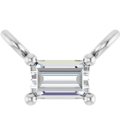 87521 Necklace Center Set 14K White Straight Baguette Lab-Grown Diamond 3 X 2Mm 0.08 Ct Vs, Gh Polished .08 Ct Lab Grown Diamond 4-Prong Necklace Center