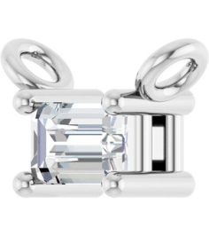 87521 Necklace Center Set 14K White Straight Baguette Lab-Grown Diamond 3 X 2Mm 0.08 Ct Vs, Gh Polished .08 Ct Lab Grown Diamond 4-Prong Necklace Center