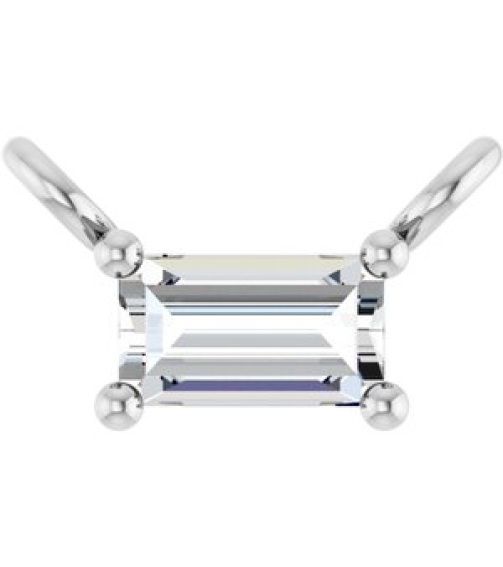 87521 Necklace Center Set 14K White Straight Baguette Lab-Grown Diamond 3.5 X 2Mm 110 Ct Vs, Gh Polished 110 Ct Lab Grown Diamond 4-Prong Necklace Center