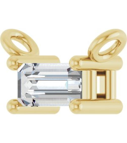87521 Necklace Center Set 14K Yellow Straight Baguette Lab-Grown Diamond 4 X 2Mm 110 Ct Vs, Gh Polished 110 Ct Lab Grown Diamond 4-Prong Necklace Center