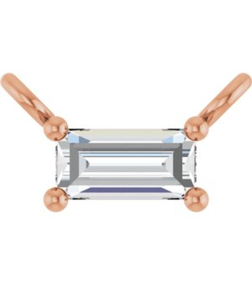 87521 Necklace Center Set 14K Rose Straight Baguette Lab-Grown Diamond 4 X 2Mm 110 Ct Vs, Gh Polished 110 Ct Lab Grown Diamond 4-Prong Necklace Center