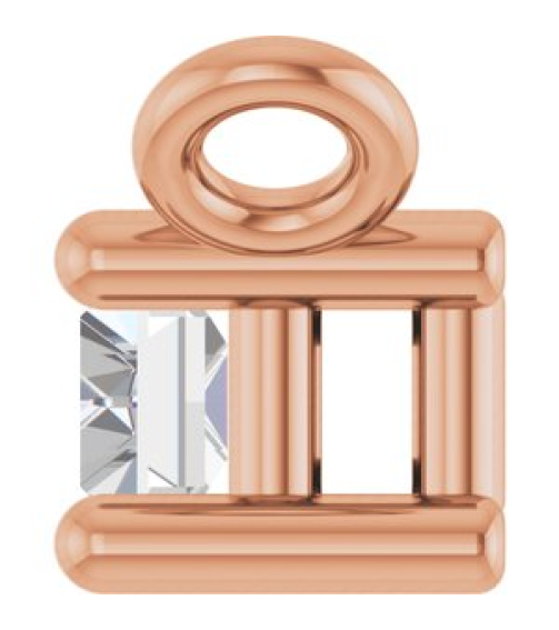 87521 Necklace Center Set 14K Rose Straight Baguette Lab-Grown Diamond 4 X 2Mm 110 Ct Vs, Gh Polished 110 Ct Lab Grown Diamond 4-Prong Necklace Center