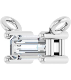 87521 Necklace Center Set 14K White Straight Baguette Lab-Grown Diamond 4 X 2Mm 110 Ct Vs, Gh Polished 110 Ct Lab Grown Diamond 4-Prong Necklace Center